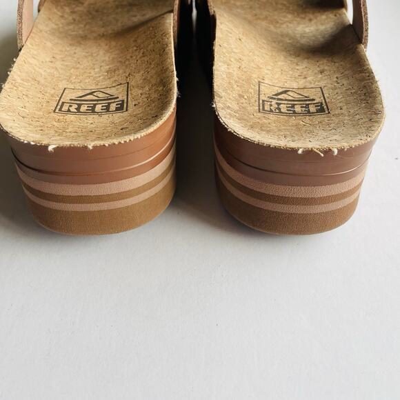 REEF Cushion Vista Hi Platform Sandal Brown Summer Boho Hippie Comfort Slip On-8 - Picture 5 of 8